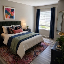 furnished bedroom with window