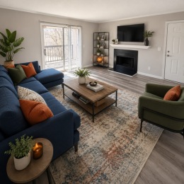 living room with fireplace