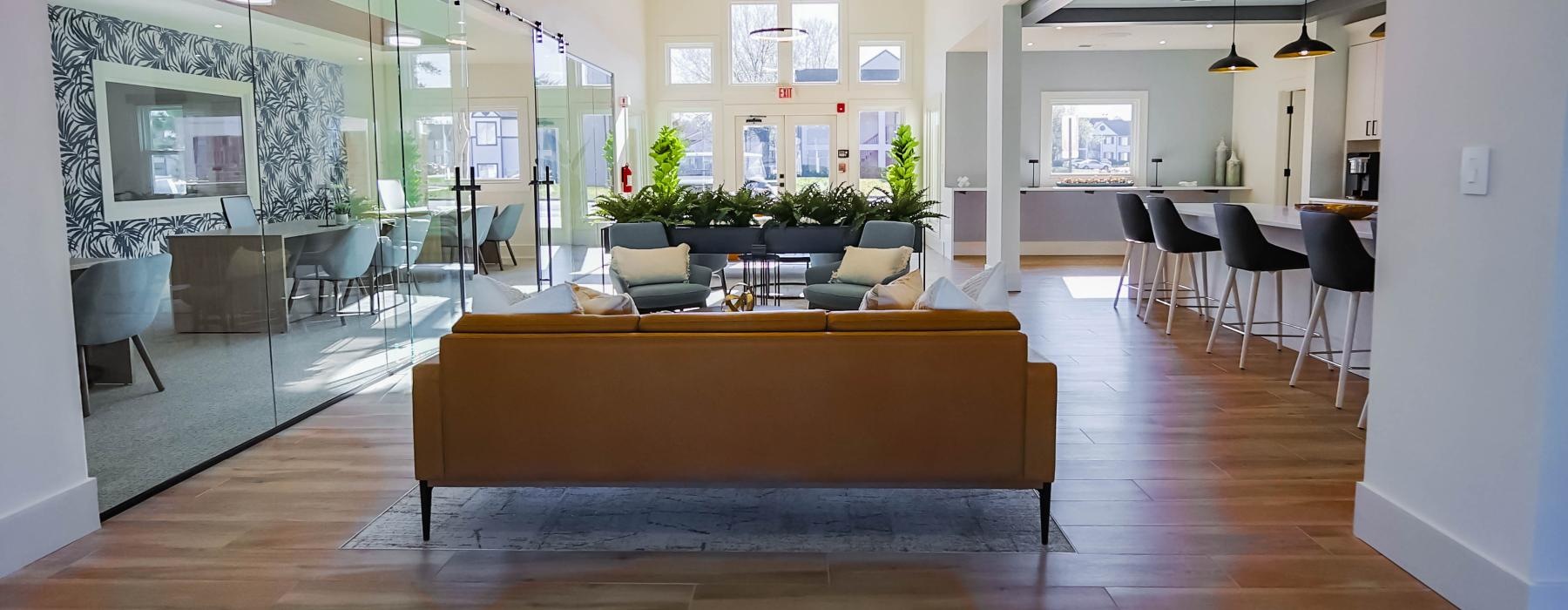 clubhouse with vaulted ceilings