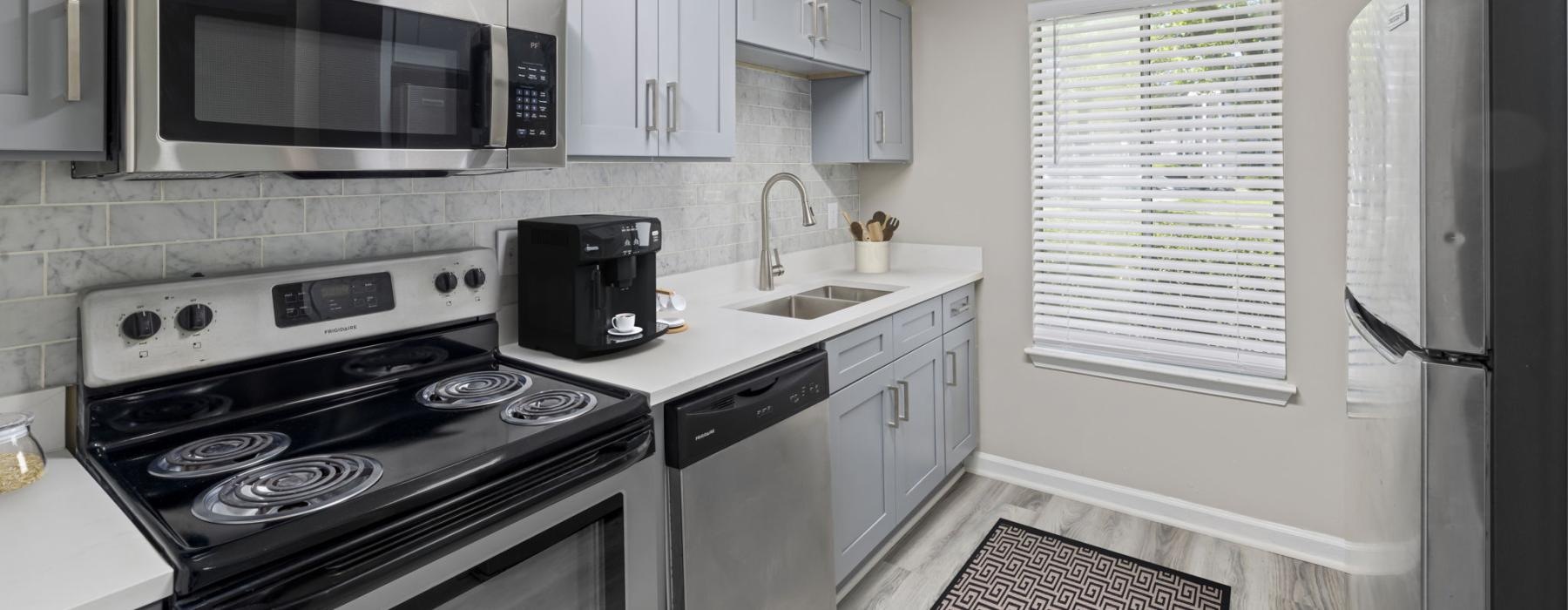 a kitchen with window
