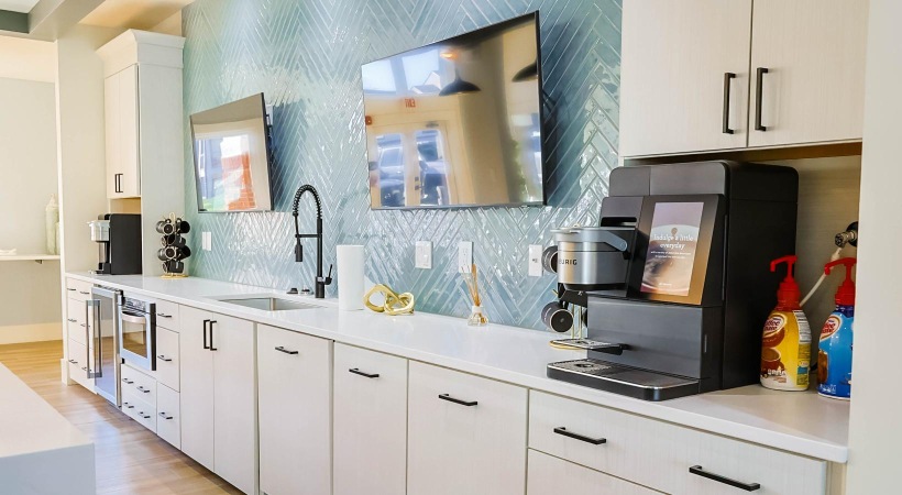 coffee counter in clubhouse kitchen