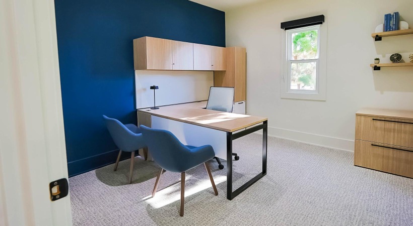 office space with carpeting
